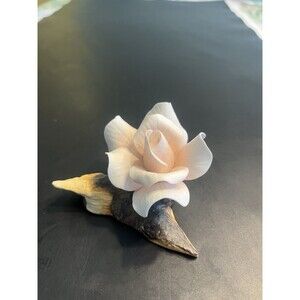 Boehm England “Love Rose” Peachy Pink Flower Sculpture Figurine Vtg 1988